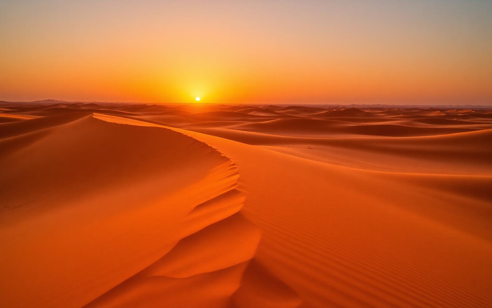 Coucher de soleil sur les dunes du désert mauritanien